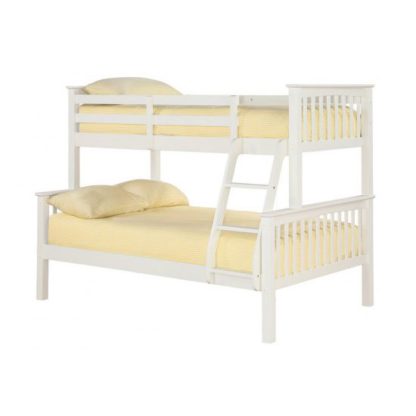 24aa3890a389fafa98c567f2a862612994efd67dec68df2a8afc079fc8749b14.jpg An Image of Trios Solid Off White Finish Triple Sleeper Bunk Bed