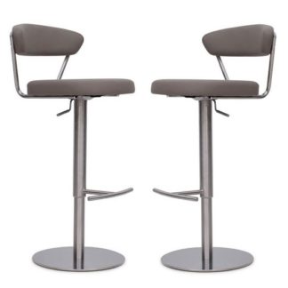 An Image of Astley Bar Stools In Taupe Faux Leather In A Pair