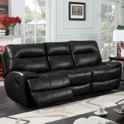 An Image of Orionis LeatherGel And PU Recliner 3 Seater Sofa In Black