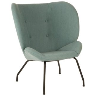 An Image of Giausar Metal Legs Chair In Green Fabric