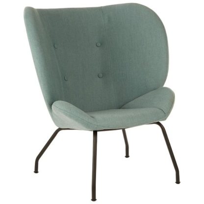 An Image of Giausar Metal Legs Chair In Green Fabric