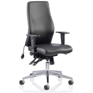 An Image of Onyx Ergo Leather Posture Office Chair In Black With Arms