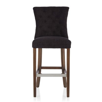 25206873c796f40f17a5f6279f92cd73c3c85f61adb4b0a828814ce087428fcf.jpg An Image of Marlon Bar Stool In Aubergine Fabric With Walnut Legs