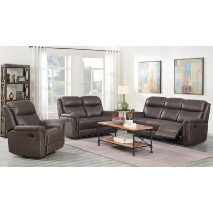 An Image of Proxima 3 Seater Sofa And 2 Armchairs Suite In Rustic Brown