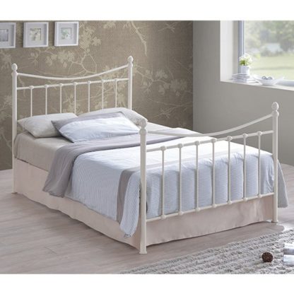 An Image of Alderley Metal Double Bed In Ivory