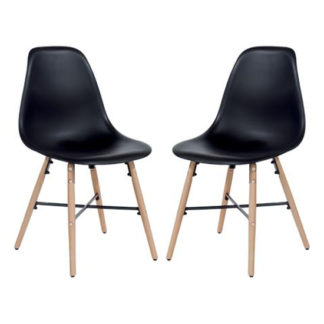 An Image of Arturo Black Bistro Chair In Pair With Oak Wooden Legs
