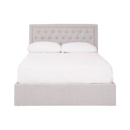 An Image of Edasich Fabric Ottoman Double Bed in Light Grey