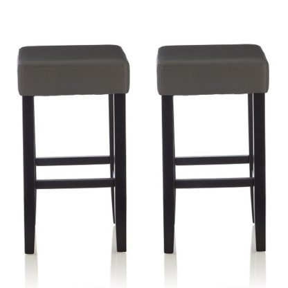 An Image of Newark Bar Stools In Grey PU And Black Legs In A Pair