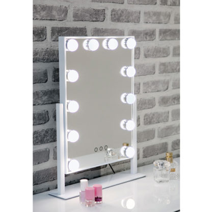 263c07ef868ef8f8a4426890cc48d66c3c26ed3682a834cee196e0f6ad67299a.jpg An Image of Hollywood Swivel Dressing Mirror With White High Gloss Frame