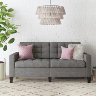 An Image of Bowie Fabric Large 2 Seater Sofa In Linen Grey