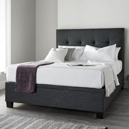An Image of Florus Fabric Ottoman Storage Double Bed In Slate