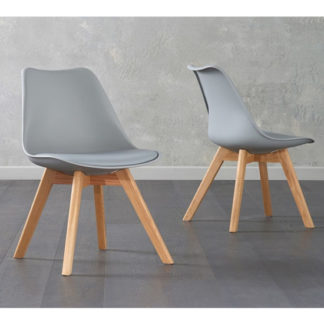 An Image of Brachium Light Grey Faux Leather Dining Chairs In Pair