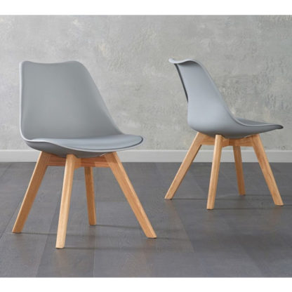 An Image of Brachium Light Grey Faux Leather Dining Chairs In Pair