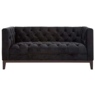 An Image of Okab 2 Seater Velvet Sofa In Black