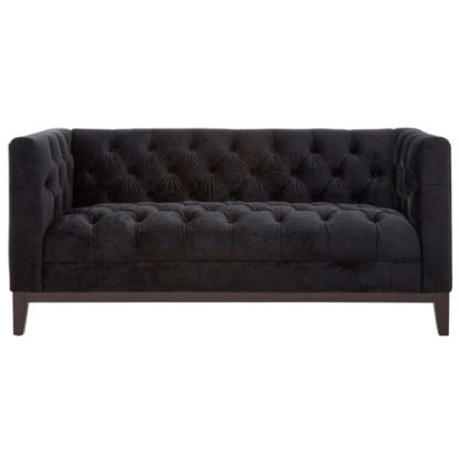 268f9fd204aa6d06fa709342055b2e055b725f07b873bf5faa784fa1543a0896.jpg An Image of Okab 2 Seater Velvet Sofa In Black