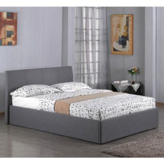 An Image of Fusion Linen Fabric Storage Double Bed In Grey