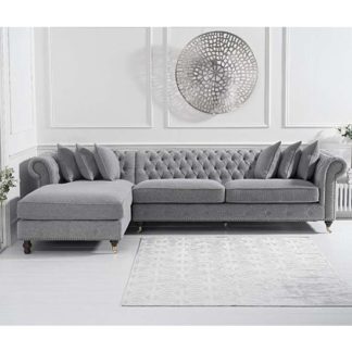 An Image of Aniara Linen Left Facing Chaise Sofa Bed In Grey