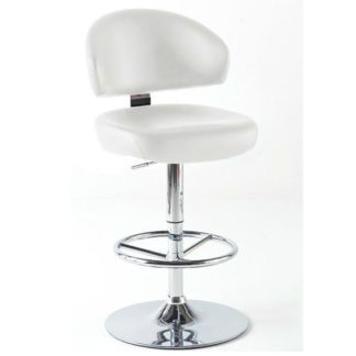 An Image of Bingo White Bar Stool In Faux Leather With Chrome Base