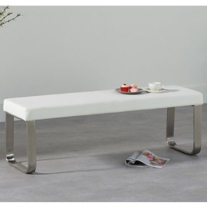 2703fb1c88d563d09ac2bbccd6ce9d2f7db7ece12bb72e700771345b9e7d8ee0.jpg An Image of Washington Medium Dining Bench In White Faux Leather