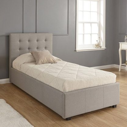 An Image of Lucca Fabric Ottoman Storage Single Size Bed In Grey