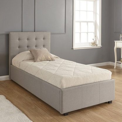 270da1f50b00db7e16df31d254bf702c7ccea2705a079c8f2b08f6e16a977081.jpg An Image of Lucca Fabric Ottoman Storage Single Size Bed In Grey