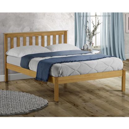 An Image of Denver Wooden Low End Double Bed In Antique Pine