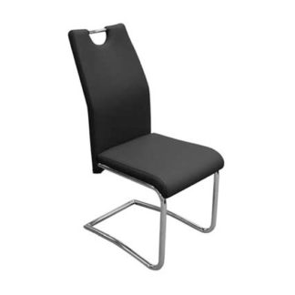 An Image of Capella Faux Leather Dining Chair In Black