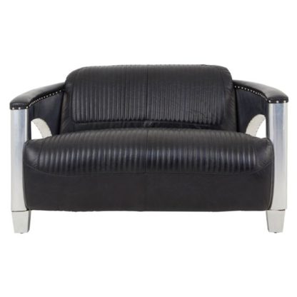 274edaebed78d97915e5f2ff6f4151f1ef22760f9419c253152a483f01517e57.jpg An Image of Sadalmelik Leather 2 Seater Sofa In Black