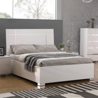 An Image of Helsinki Wooden Double Bed In White High Gloss