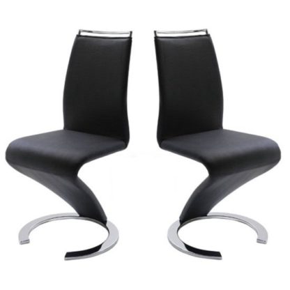 279456f9ec110106ed0bb9410fbc2e2dd37a8b4d5f46d22bac131d1bcf8cbe1e.jpg An Image of Summer Z Shape Dining Chair In Black Faux Leather in A Pair