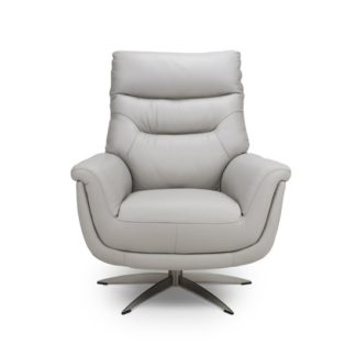An Image of Linea Faux Leahter Swivel Armchair In Putty