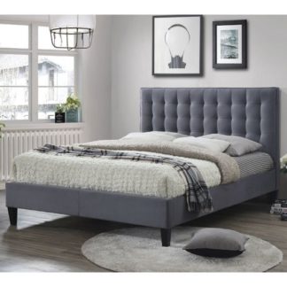 An Image of Becky Fabric Small Double Bed In Grey