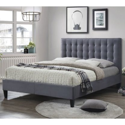 An Image of Becky Fabric Small Double Bed In Grey