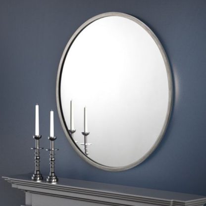 An Image of Octave Round Wall Mirror With Pewter Frame