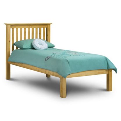 An Image of Velva Wooden Single Low Foot Bed In Low Sheen Lacquer