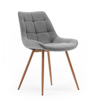 An Image of Primo Fabric Dining Chair In Grey With Sonoma Oak Legs
