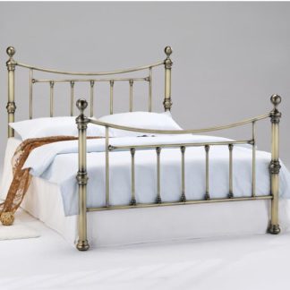 An Image of Charlotte Metal King Size Bed In Antique Brass
