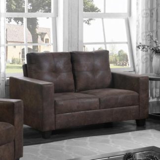 An Image of Lena Antique Fabric 2 Seater Sofa In Brown