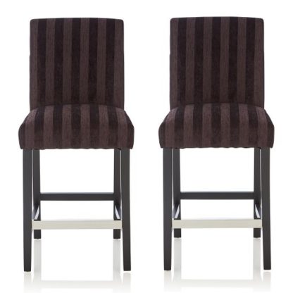 An Image of Alden Bar Stools In Aubergine Fabric And Black Legs In A Pair