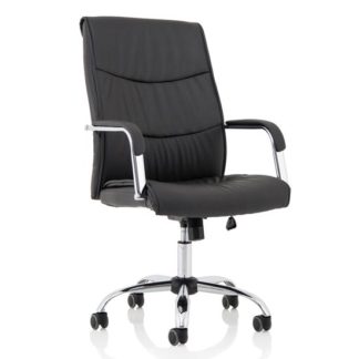 An Image of Carter Leather Luxury Office Chair In Black With Arms