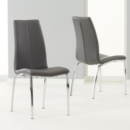 An Image of Lupus Grey Leather Dining Chairs In Pair