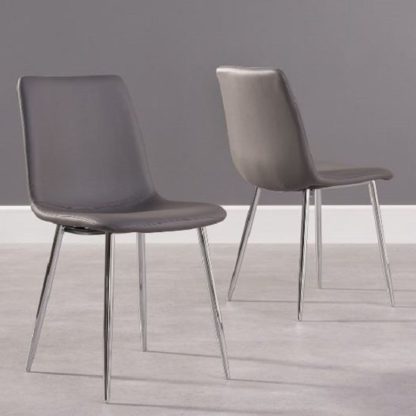 An Image of Hemlock Grey Faux Leather Dining Chair In A Pair