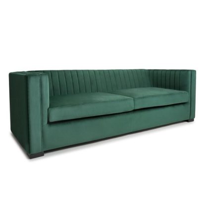 An Image of Torin 3 Seater Sofa In Green Brushed Velvet