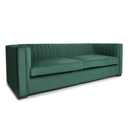 29009a79e07c71600523470e3050fa88dc7415c4a392b7785ffa0fa056a2cbb3.jpg An Image of Torin 3 Seater Sofa In Green Brushed Velvet