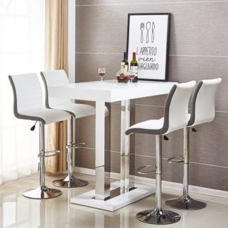 An Image of Caprice Bar Table In White Gloss With 4 Ritz Stools