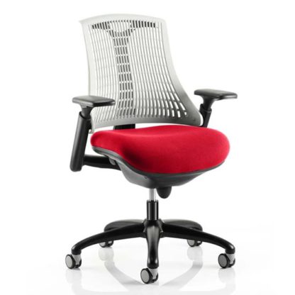 An Image of Flex Task White Back Office Chair With Bergamot Cherry Seat