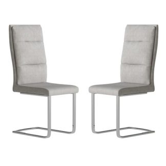 An Image of Whipton Faux Leather Dining Chair In Antique Light Grey In Pair
