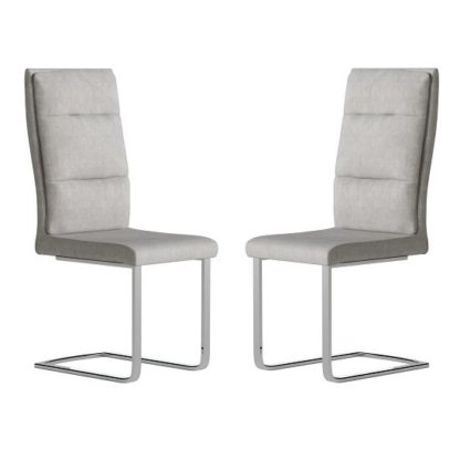 29368b7f3c71ba3e0049c958da4f3f838d70c3fe194438d036ebf85f40b7e490.jpg An Image of Whipton Faux Leather Dining Chair In Antique Light Grey In Pair