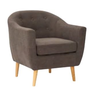 An Image of Morrill Woven Fabric Accent Chair In Graphite With Oak Legs
