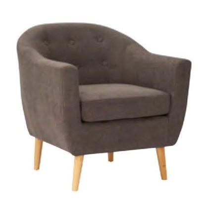 An Image of Morrill Woven Fabric Accent Chair In Graphite With Oak Legs